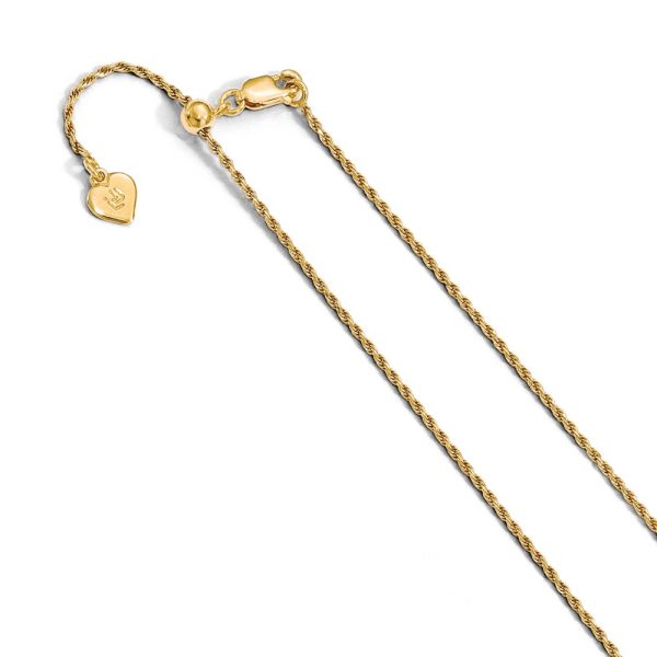 1.2mm Gold-Tone Plated SS D/C Adj. Rope Chain Necklace, 30 Inch