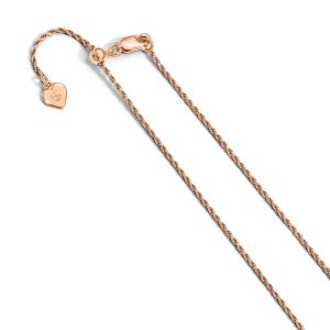 1.2mm Rose Gold-Tone Plated SS D/C Adj. Rope Chain Necklace, 30 Inch