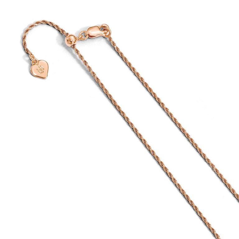 1.2mm Rose Gold-Tone Plated SS D/C Adj. Rope Chain Necklace, 30 Inch