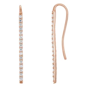 1.3 x 23mm 14k Rose Gold 1/3 CTW (H-I, I1) Diamond Bar Earrings