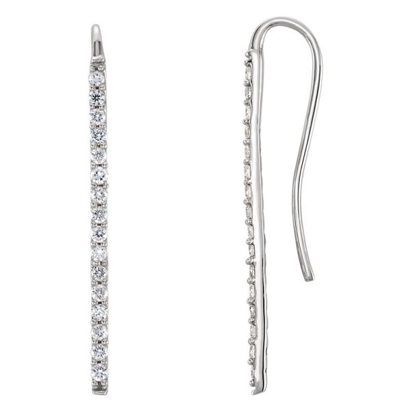 1.3 x 23mm 14k White Gold 1/3 CTW (H-I, I1) Diamond Bar Earrings