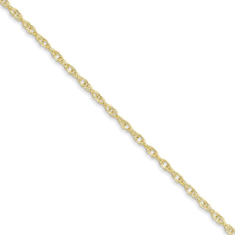 1.35mm 10k Yellow Gold Solid Cable Rope Chain Necklace, 16 Inch