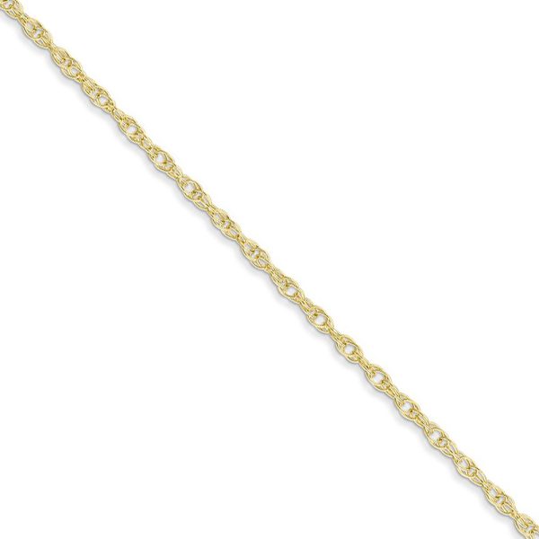 1.35mm 10k Yellow Gold Solid Cable Rope Chain Necklace, 20 Inch