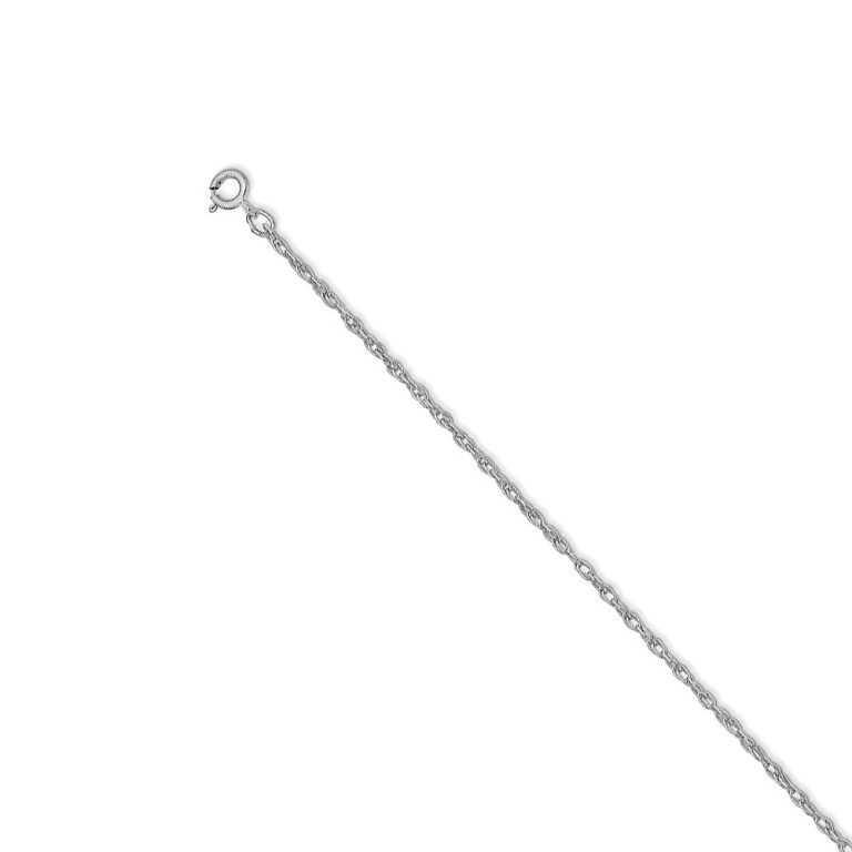 1.35mm 14k White Gold Solid Cable Rope Chain Necklace, 16 Inch