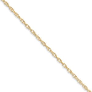 1.35mm, 14k Yellow Gold, Cable Rope Chain Necklace, 16 Inch