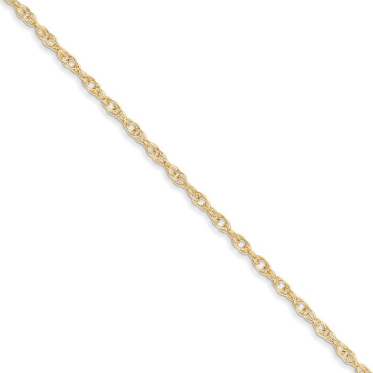 1.35mm, 14k Yellow Gold, Cable Rope Chain Necklace, 20 Inch