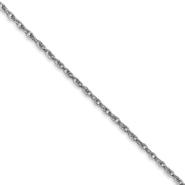 1.3mm 10k White Gold Solid Baby Rope Chain Necklace, 16 Inch