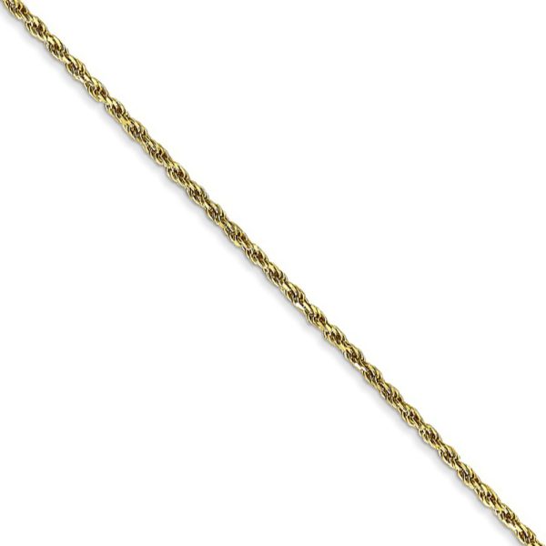 1.3mm 10k Yellow Gold Diamond Cut Solid Rope Chain Necklace, 18 Inch