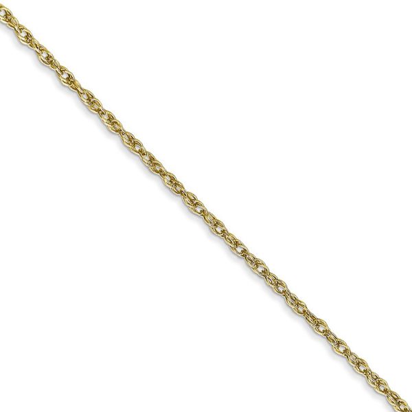 1.3mm 10k Yellow Gold Solid Baby Rope Chain Necklace, 18 Inch