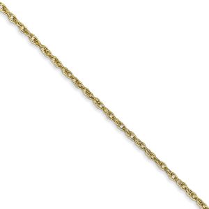 1.3mm 10k Yellow Gold Solid Baby Rope Chain Necklace, 20 Inch