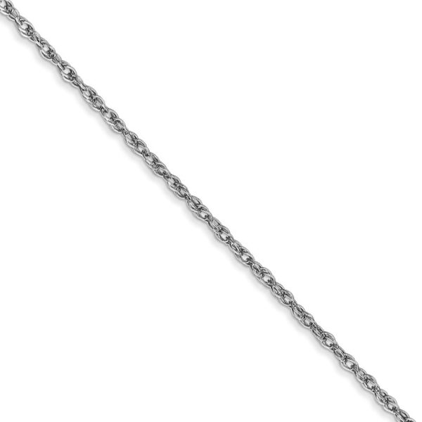 1.3mm, 14K White Gold, Solid Baby Rope Chain Necklace, 16 Inch