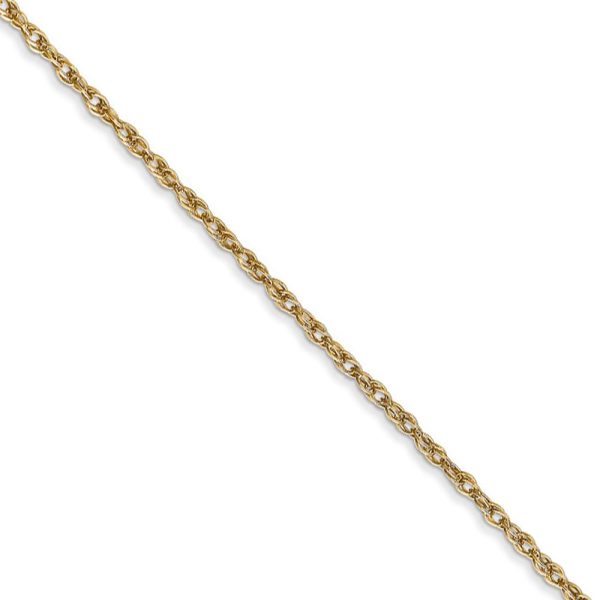 1.3mm, 14K Yellow Gold, Solid Baby Rope Chain Necklace, 20 Inch