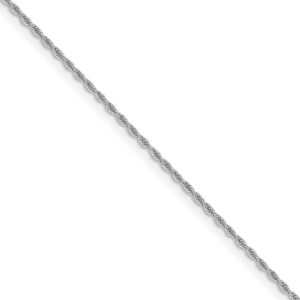 1.3mm 14k White Gold Classic Solid Rope Chain Necklace, 16 Inch