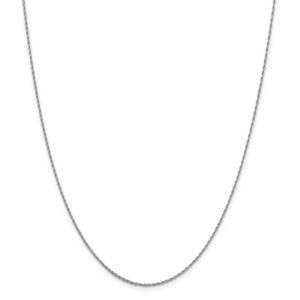 1.3mm 14k White Gold Classic Solid Rope Chain Necklace, 18 Inch