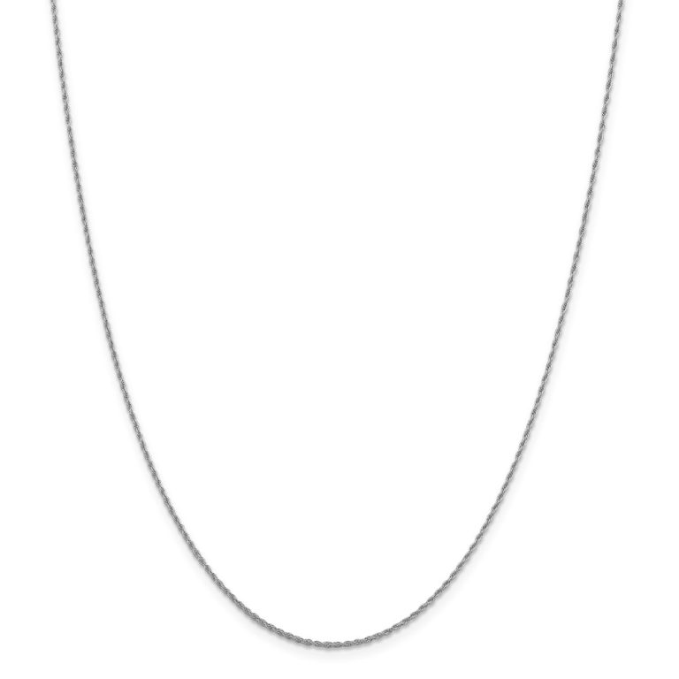 1.3mm 14k White Gold Classic Solid Rope Chain Necklace, 18 Inch