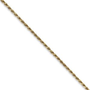 1.3mm, 14k Yellow Gold, Diamond Cut Rope Chain Necklace, 16 Inch