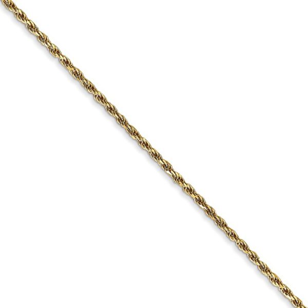 1.3mm, 14k Yellow Gold, Diamond Cut Rope Chain Necklace, 16 Inch