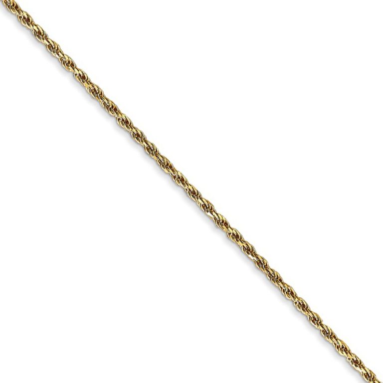 1.3mm, 14k Yellow Gold, Diamond Cut Rope Chain Necklace, 16 Inch