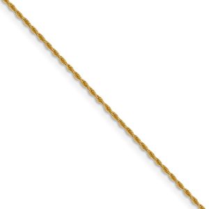 1.3mm 14k Yellow Gold Solid Loose Rope Chain Necklace, 16 Inch