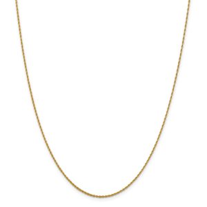 1.3mm 14k Yellow Gold Solid Loose Rope Chain Necklace, 18 Inch