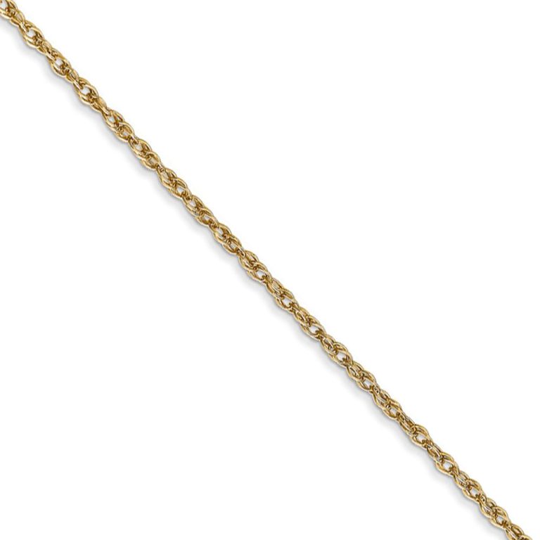 1.3mm 18k Yellow Gold Baby Rope Chain Necklace, 16 Inch