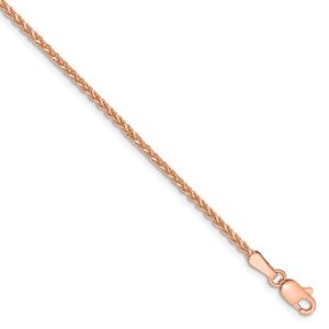 1.4mm, 14k Rose Gold, Diamond Cut Solid Spiga Chain Bracelet, 7 Inch