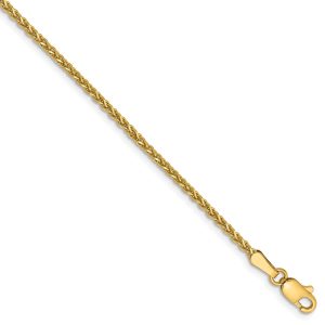 1.4mm, 14k Yellow Gold Diamond Cut Solid Spiga Chain Bracelet, 7 Inch