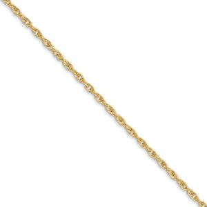 1.55mm, 14k Yellow Gold, Solid Cable Rope Chain Necklace, 18 Inch