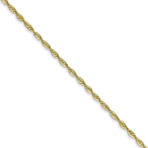 1.5mm, 10k Yellow Gold Lightweight D/C Rope Chain Necklace, 18 Inch