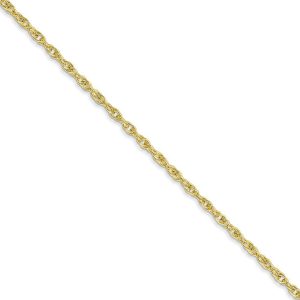 1.5mm 10k Yellow Gold Solid Cable Rope Chain Necklace, 16 Inch