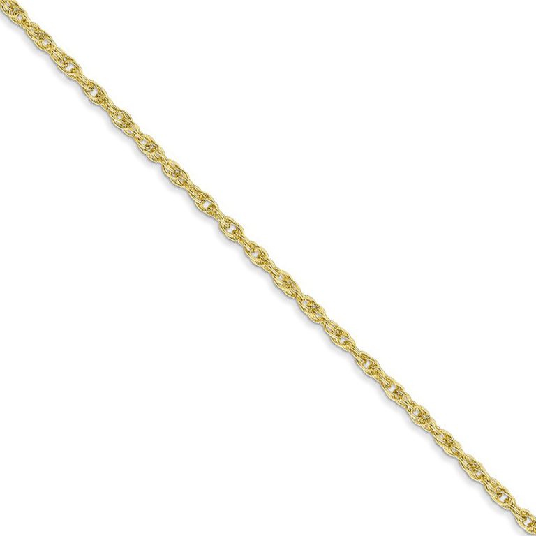 1.5mm 10k Yellow Gold Solid Cable Rope Chain Necklace, 24 Inch