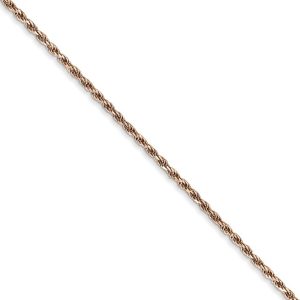 1.5mm, 14k Rose Gold, Diamond Cut Solid Rope Chain Necklace, 16 Inch