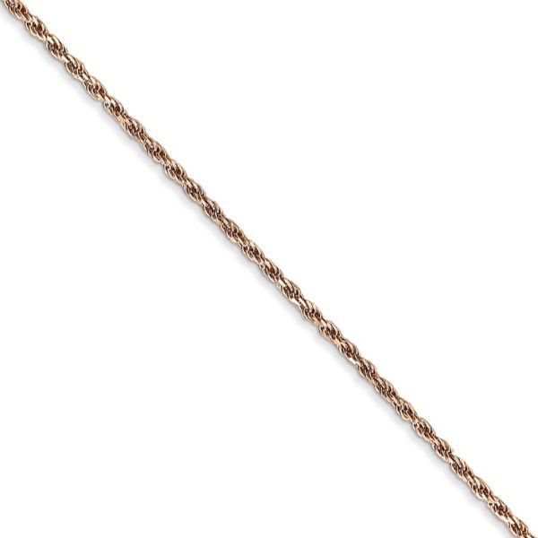 1.5mm, 14k Rose Gold, Diamond Cut Solid Rope Chain Necklace, 16 Inch