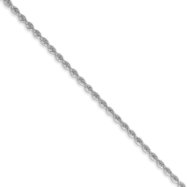 1.5mm, 14k White Gold, Handmade D/C Solid Rope Chain Necklace, 16 Inch