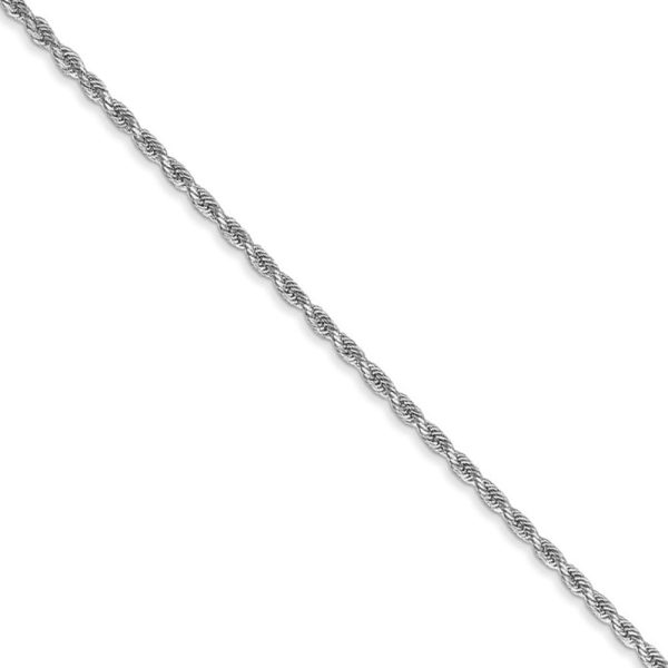 1.5mm 14k White Gold Solid Diamond Cut Rope Chain Necklace, 16 Inch