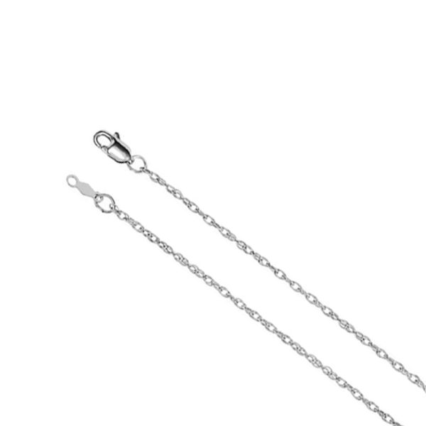 1.5mm, 14k White Gold Solid Loose Rope Chain Necklace, 24 Inch