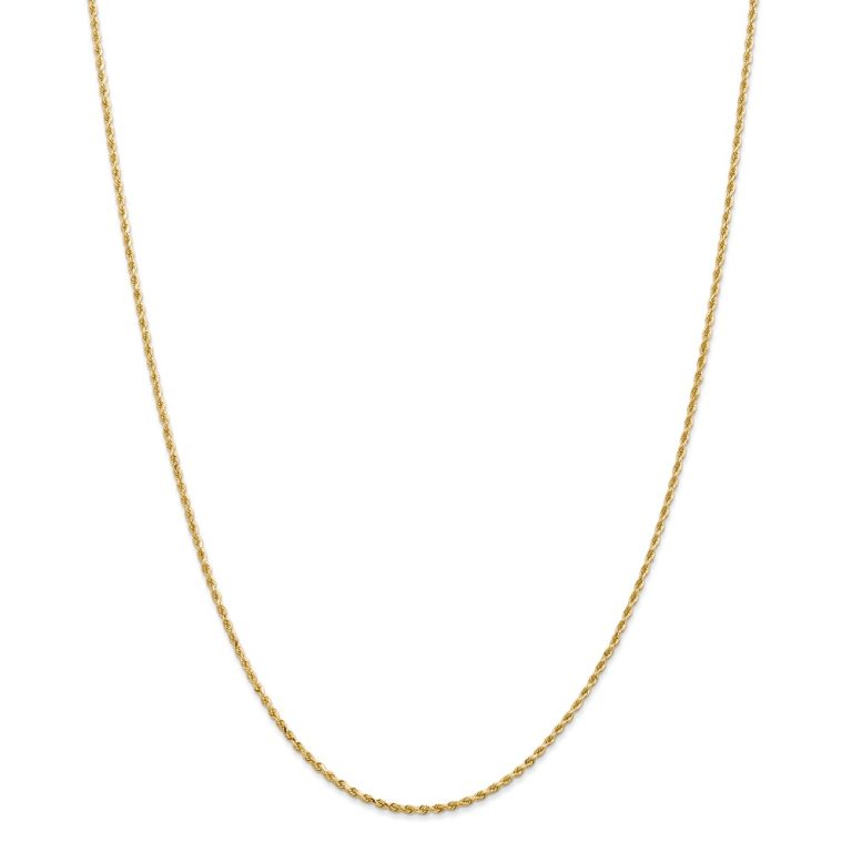 1.5mm 14k Yellow Gold, Diamond Cut Rope Chain Necklace, 16 Inch