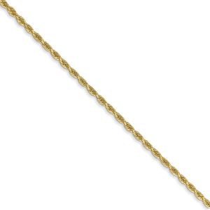 1.5mm 14k Yellow Gold, Diamond Cut Rope Chain Necklace, 22 Inch