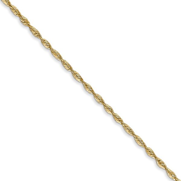 1.5mm, 14k Yellow Gold Light Diamond Cut Rope Chain Necklace, 16 Inch