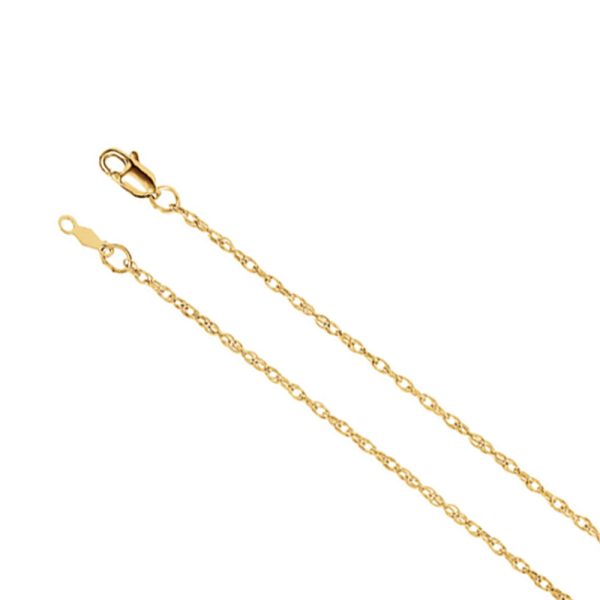 1.5mm, 14k Yellow Gold Solid Loose Rope Chain Necklace, 16 Inch