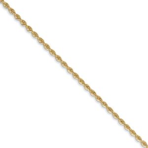 1.6mm 14k Yellow Gold Solid Classic Rope Chain Necklace, 16 Inch