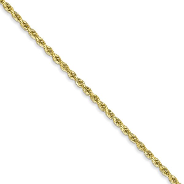 1.75mm, 10k Yellow Gold Diamond Cut Solid Rope Chain Necklace, 18 Inch