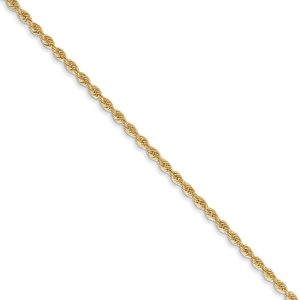 1.75mm 14k Yellow Gold Classic Solid Rope Chain Necklace, 18 Inch