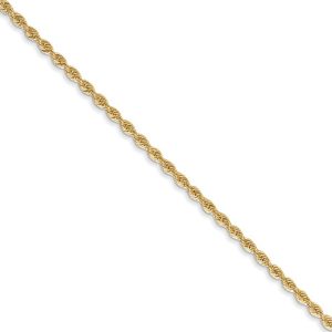 1.75mm 14k Yellow Gold Classic Solid Rope Chain Necklace, 22 Inch