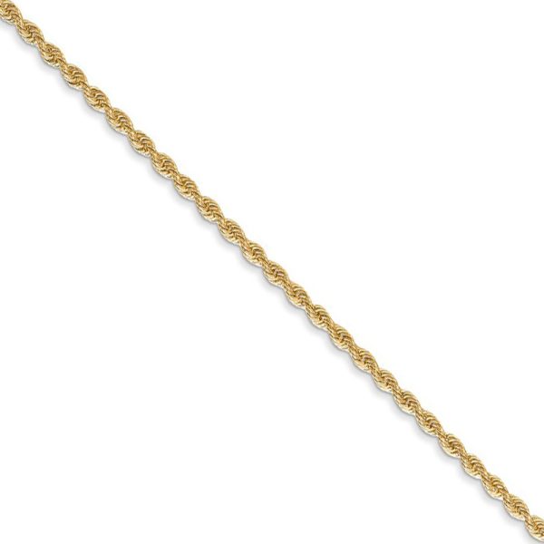 1.75mm 14k Yellow Gold Classic Solid Rope Chain Necklace, 22 Inch