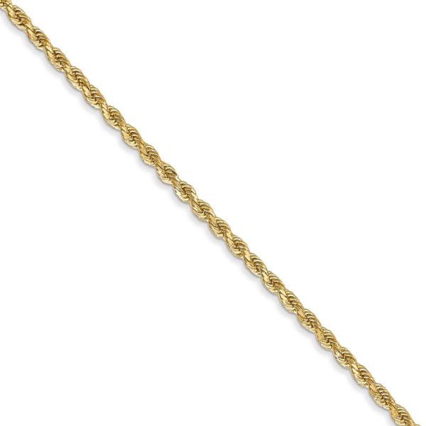 1.75mm 14k Yellow Gold Solid Diamond Cut Rope Chain Necklace, 20 Inch