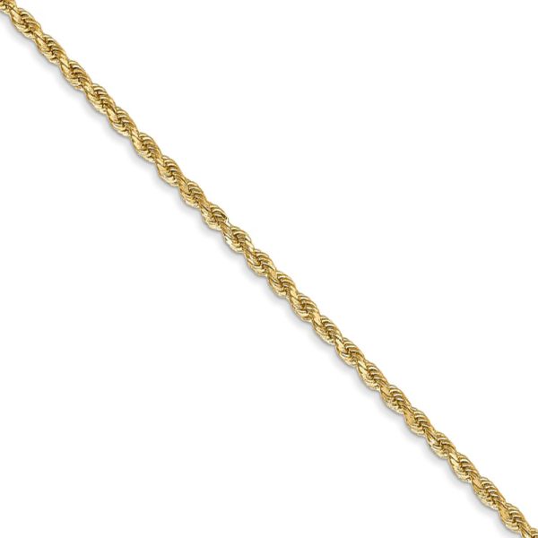 1.75mm, 14k Yellow Gold Solid Diamond Cut Rope Chain Necklace, 22 Inch