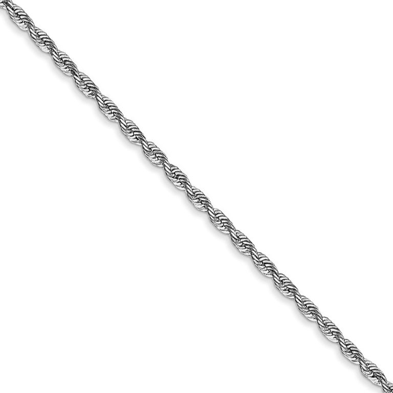 1.85mm 10k White Gold D/C Quadruple Rope Chain Necklace, 16 Inch