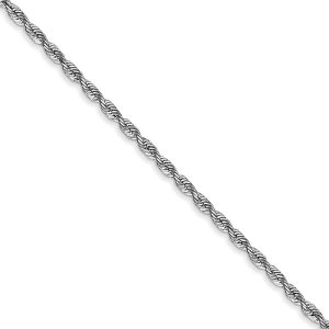 1.85mm 10k White Gold D/C Quadruple Rope Chain Necklace, 18 Inch