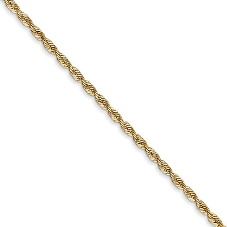 1.85mm, 14k Yellow Gold, D/C Quadruple Rope Chain Necklace, 18 Inch